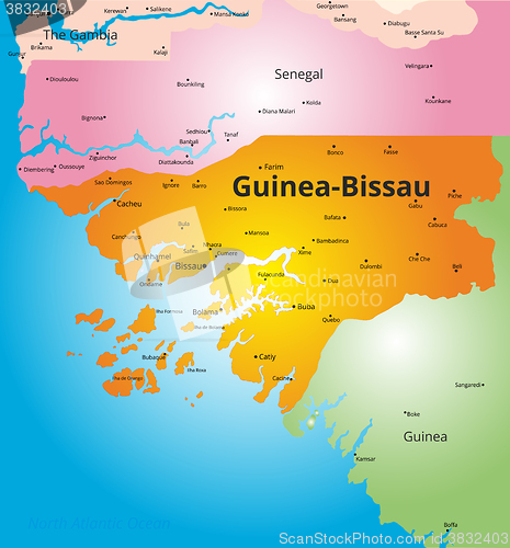 Image of color map of Guinea-Bissau 