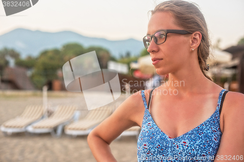 Image of beautiful woman on the beach