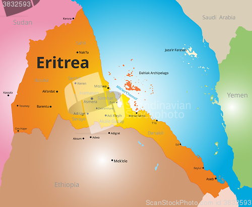 Image of vector color map of Eritrea