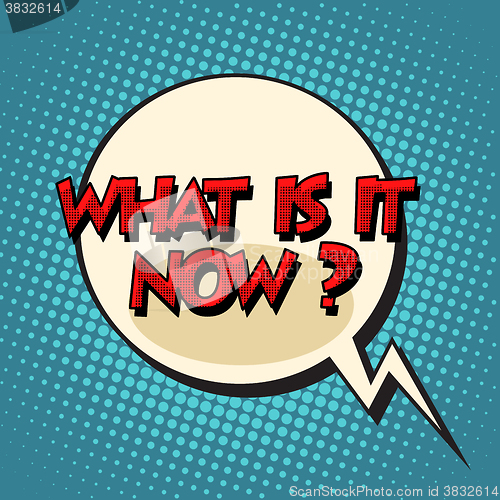 Image of what is it now retro comic bubble text