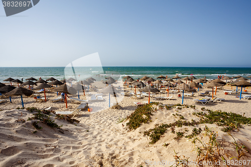 Image of tunisian beach in luxury hotel