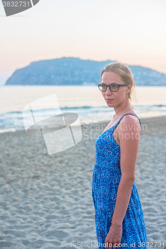 Image of beautiful woman on the beach