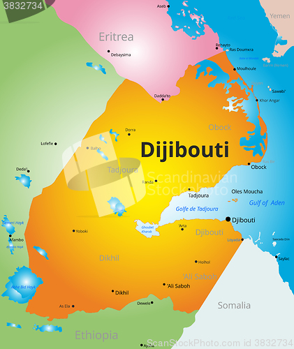 Image of vector color map of Djibouti 