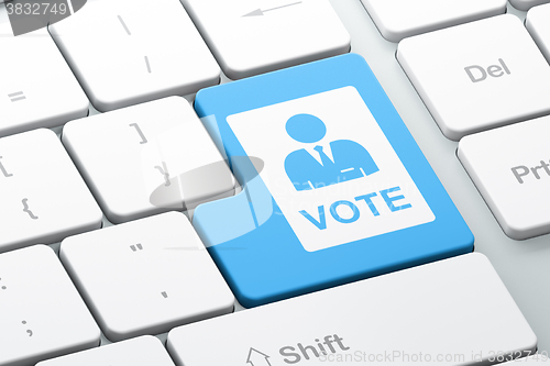 Image of Politics concept: Ballot on computer keyboard background