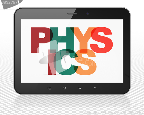 Image of Studying concept: Tablet Pc Computer with Physics on  display