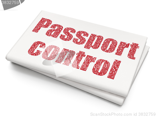 Image of Travel concept: Passport Control on Blank Newspaper background