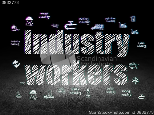 Image of Manufacuring concept: Industry Workers in grunge dark room