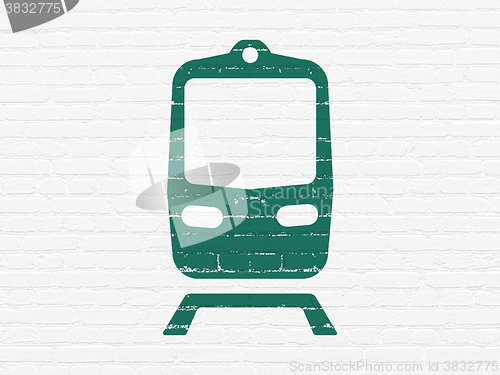 Image of Vacation concept: Train on wall background