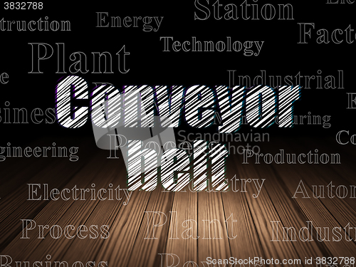 Image of Industry concept: Conveyor Belt in grunge dark room