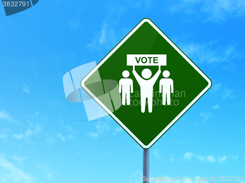 Image of Political concept: Election Campaign on road sign background