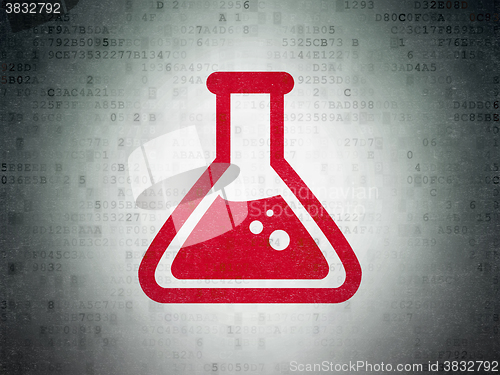 Image of Science concept: Flask on Digital Paper background