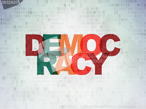 Image of Politics concept: Democracy on Digital Paper background