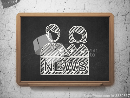 Image of News concept: Anchorman on chalkboard background