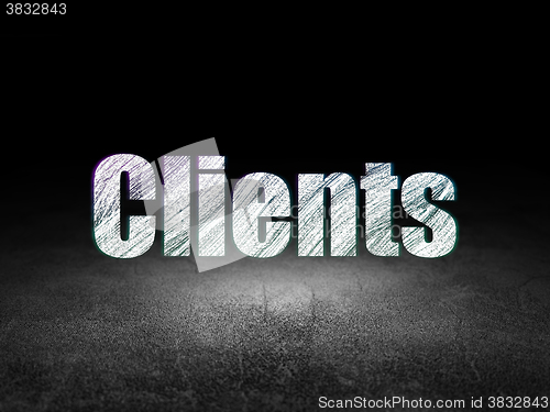 Image of Finance concept: Clients in grunge dark room