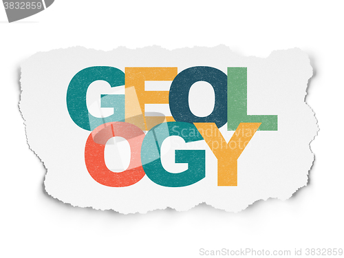 Image of Learning concept: Geology on Torn Paper background