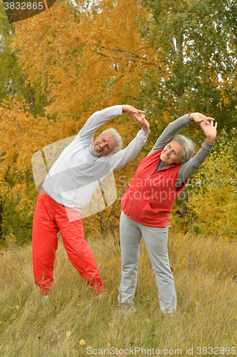 Image of fit senior couple exercising