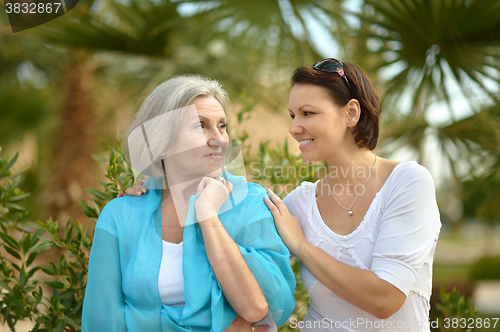 Image of Mother and daughter in  park