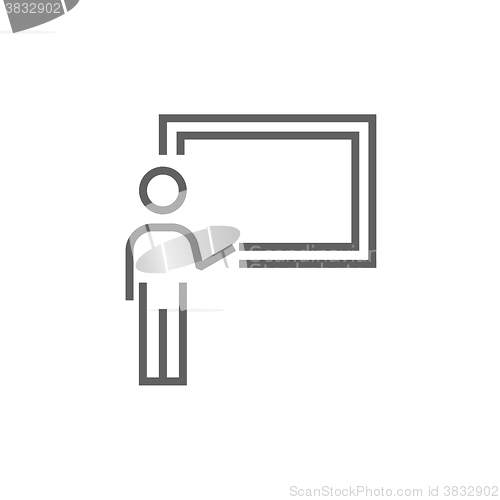 Image of Professor pointing at blackboard line icon.