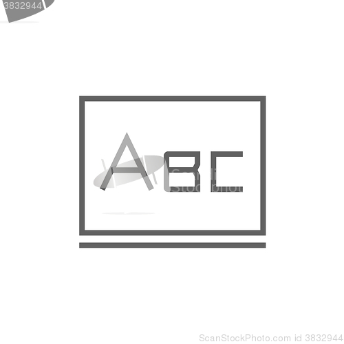 Image of Letters abc on blackboard line icon.