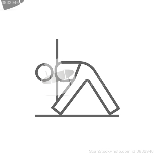 Image of Man practicing yoga line icon.