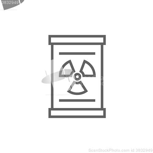 Image of Barrel with ionizing radiation sign line icon.