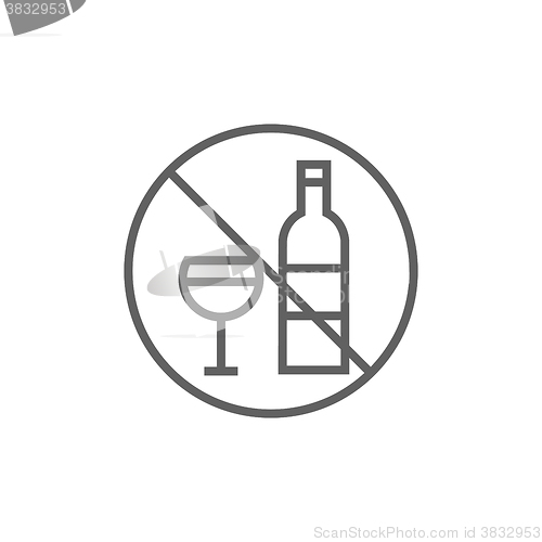 Image of No alcohol sign line icon.