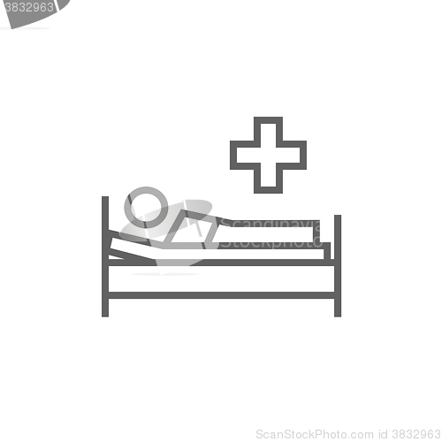 Image of Patient lying on bed line icon.