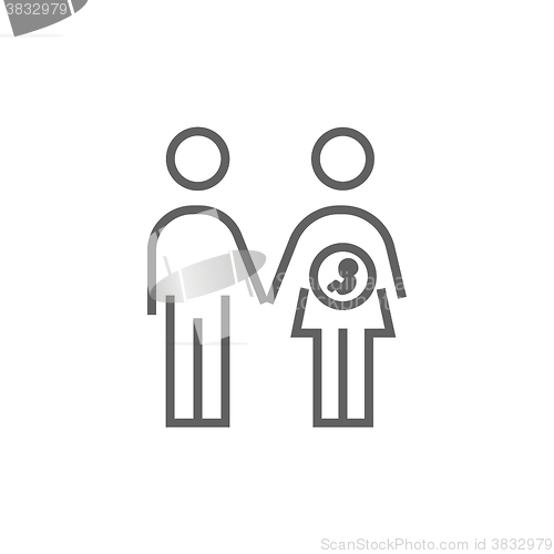 Image of Husband with pregnant wife line icon.