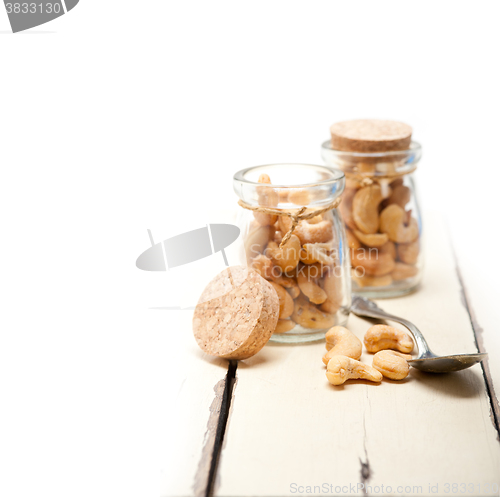 Image of cashew nuts on a glass jar 