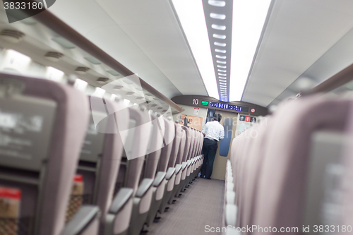 Image of Interior of modern japanese fast train.