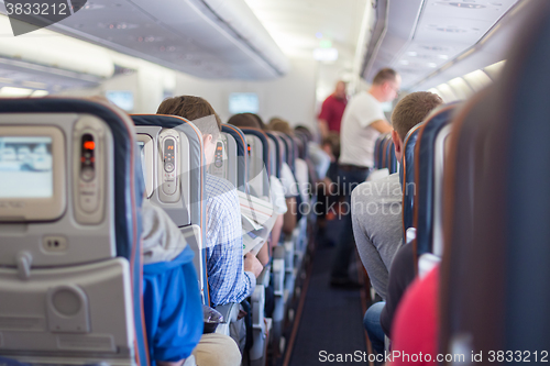 Image of Passengers on commercial airplane.