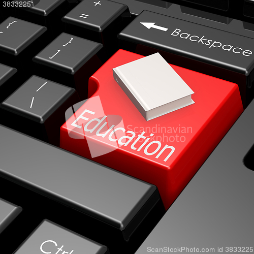 Image of Education and book on button of computer keyboard