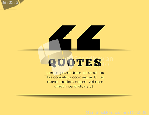 Image of Quote blank template on yellow background. 