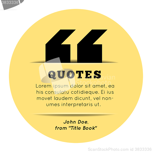 Image of Quote blank template on yellow background. 