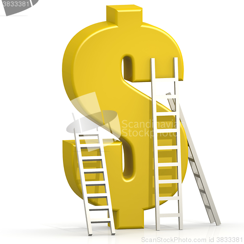 Image of Yellow dollar sign with ladder 