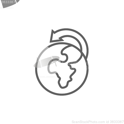 Image of World wide cargo transportation line icon.