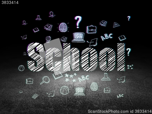 Image of Studying concept: School in grunge dark room
