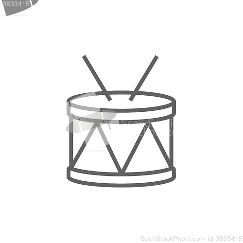 Image of Drum with sticks line icon.