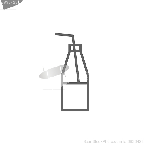 Image of Glass bottle with drinking straw line icon.