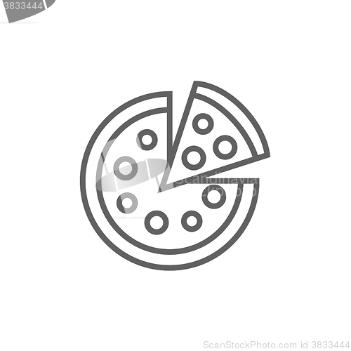 Image of Whole pizza with slice line icon.