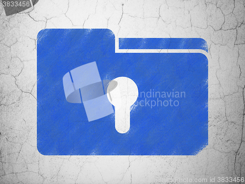 Image of Business concept: Folder With Keyhole on wall background