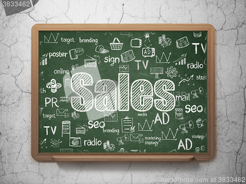 Image of Marketing concept: Sales on School Board background