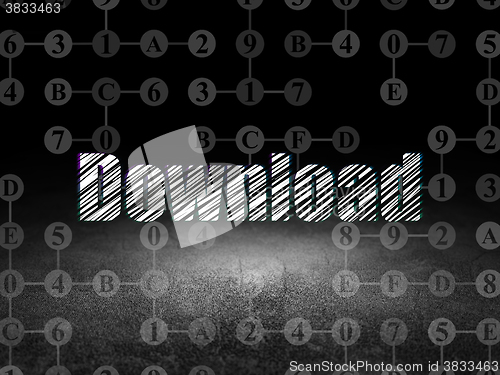 Image of Web development concept: Download in grunge dark room