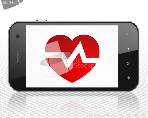 Image of Healthcare concept: Smartphone with Heart on display