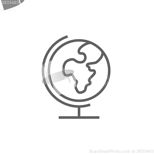 Image of World globe on stand line icon.