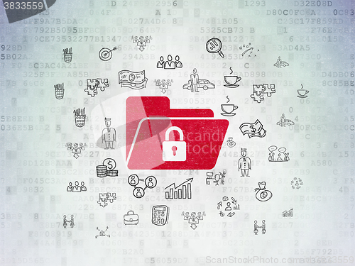 Image of Business concept: Folder With Lock on Digital Paper background