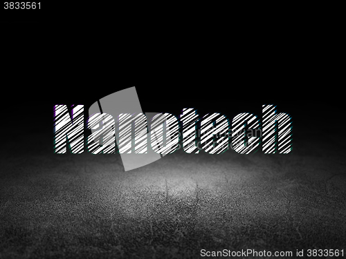 Image of Science concept: Nanotech in grunge dark room