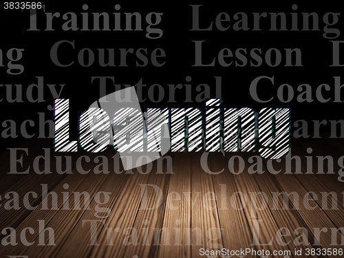 Image of Education concept: Learning in grunge dark room