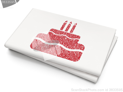Image of Holiday concept: Cake on Blank Newspaper background