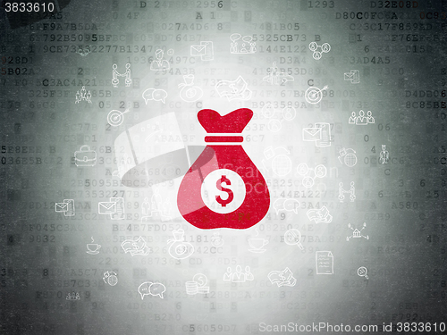 Image of Finance concept: Money Bag on Digital Paper background